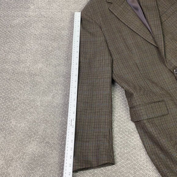 Lauren Ralph Lauren Houndstooth Blazer Sport Coat Mens 44L Brown Green Blue Wool - Picture 11 of 14